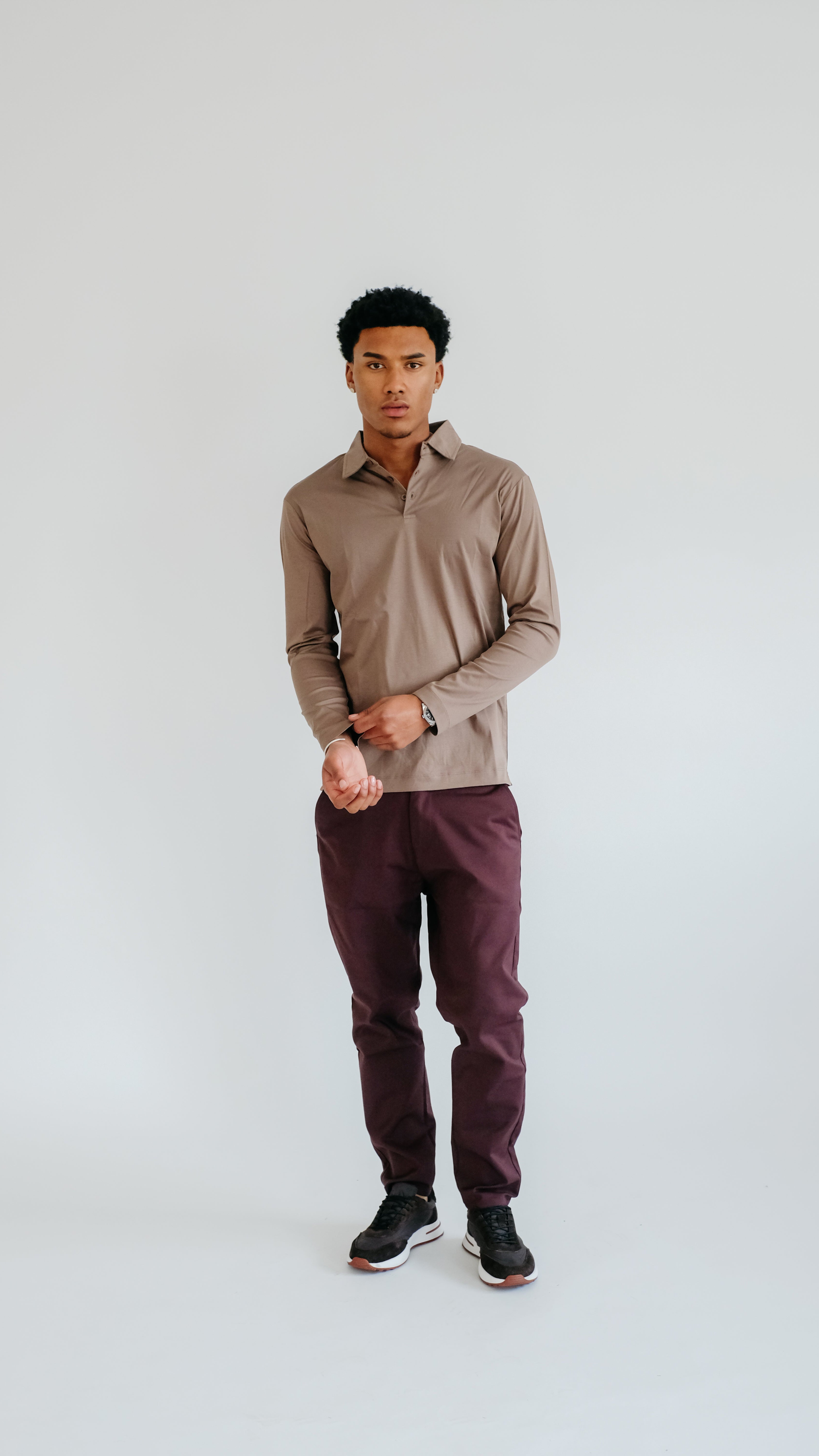 MILANO SIGNATURE POLO MIT LANGEN ÄRMELN – CAMEL