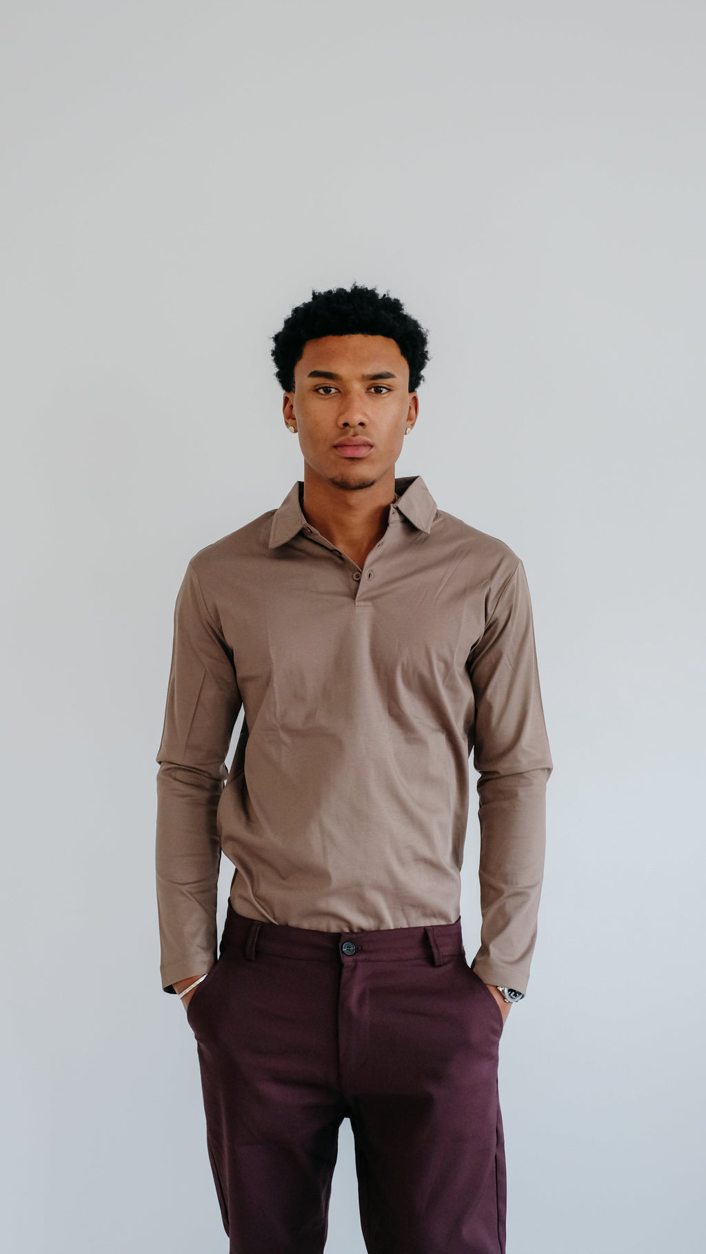 MILANO SIGNATURE POLO MET LANGE MOUWEN - CAMEL