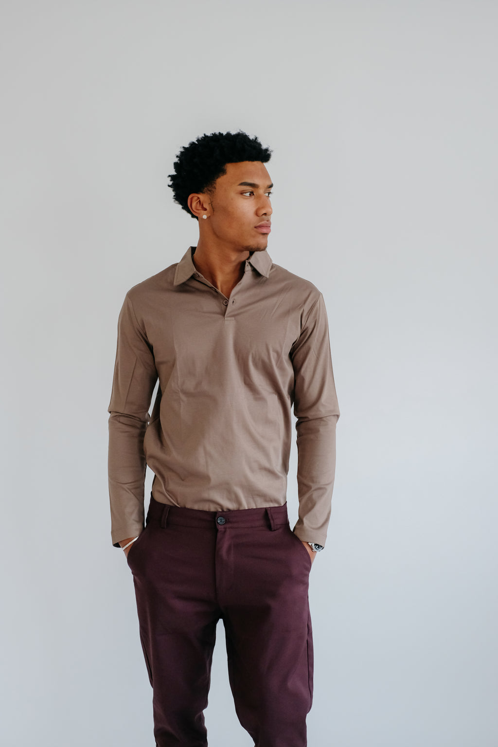 MILANO SIGNATURE POLO MET LANGE MOUWEN - CAMEL