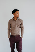 MILANO SIGNATURE POLO MET LANGE MOUWEN - CAMEL