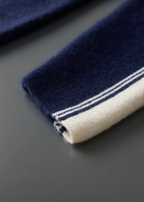 MILANO KNITTED TWO-TONE CASHMERE SET - NAVY