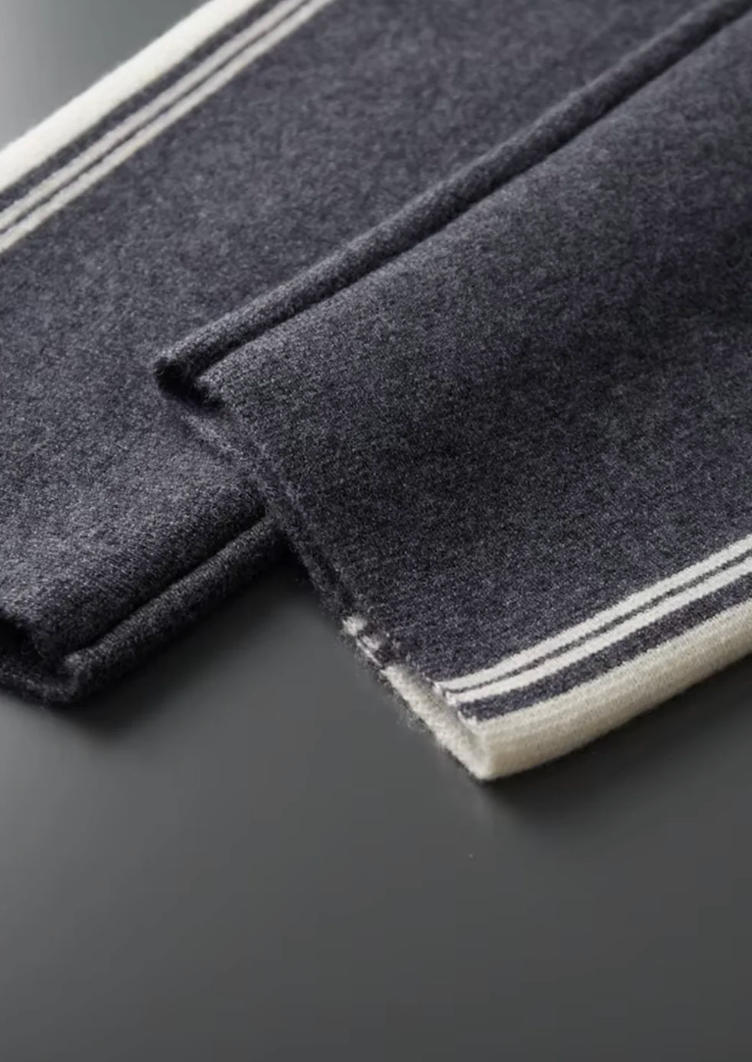 MILANO KNITTED TWO-TONE CASHMERE SET - GREY