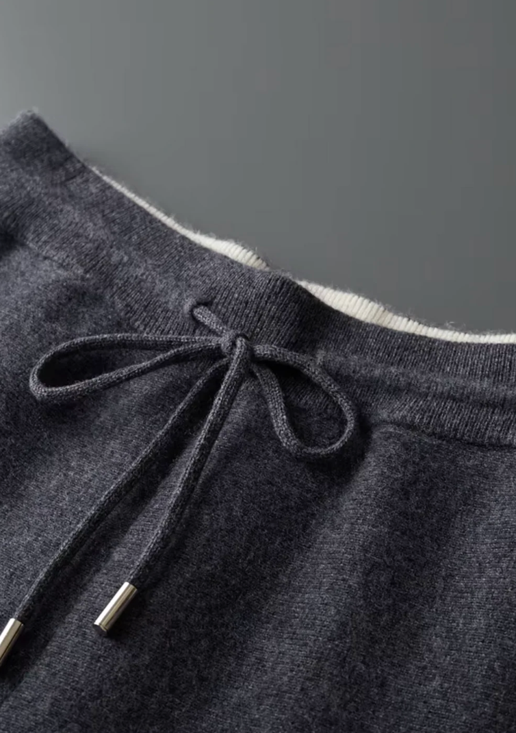 MILANO KNITTED TWO-TONE CASHMERE SET - GREY