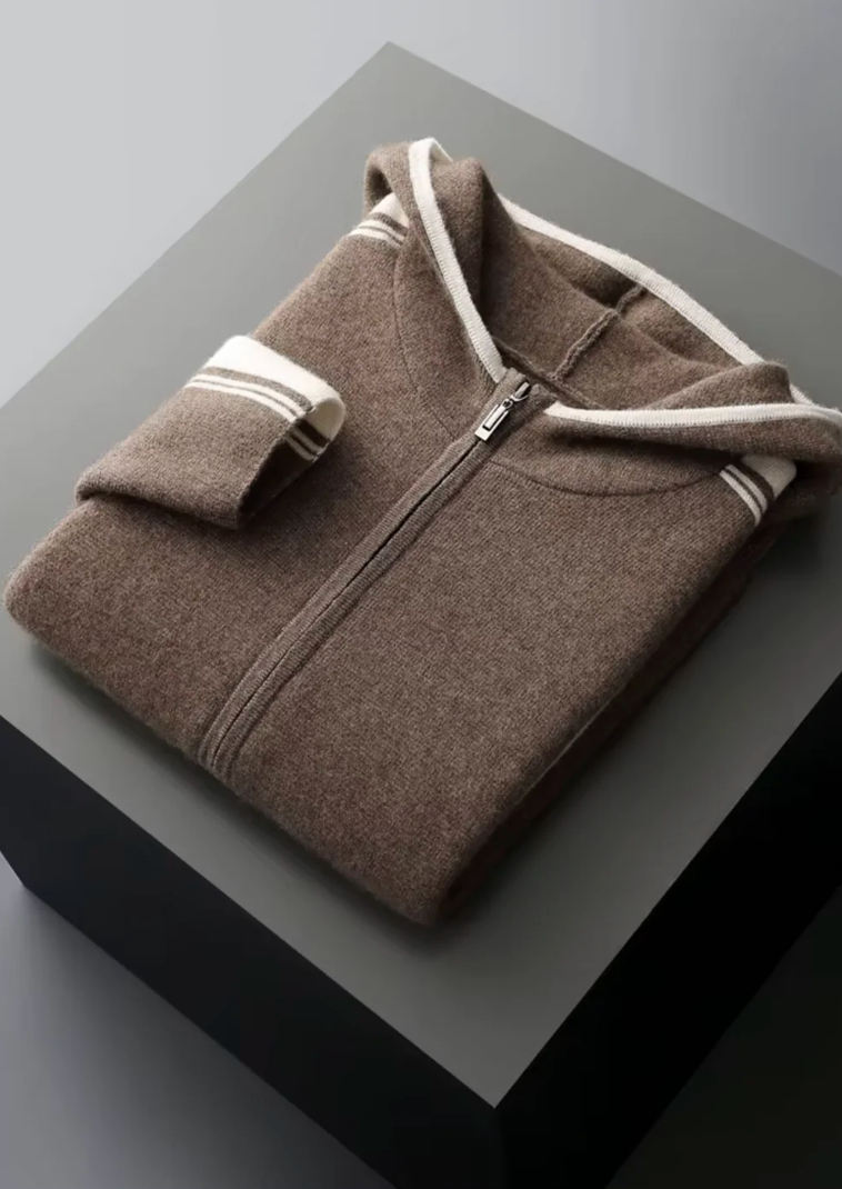 MILANO KNITTED TWO-TONE CASHMERE SET - DARK MOCHA