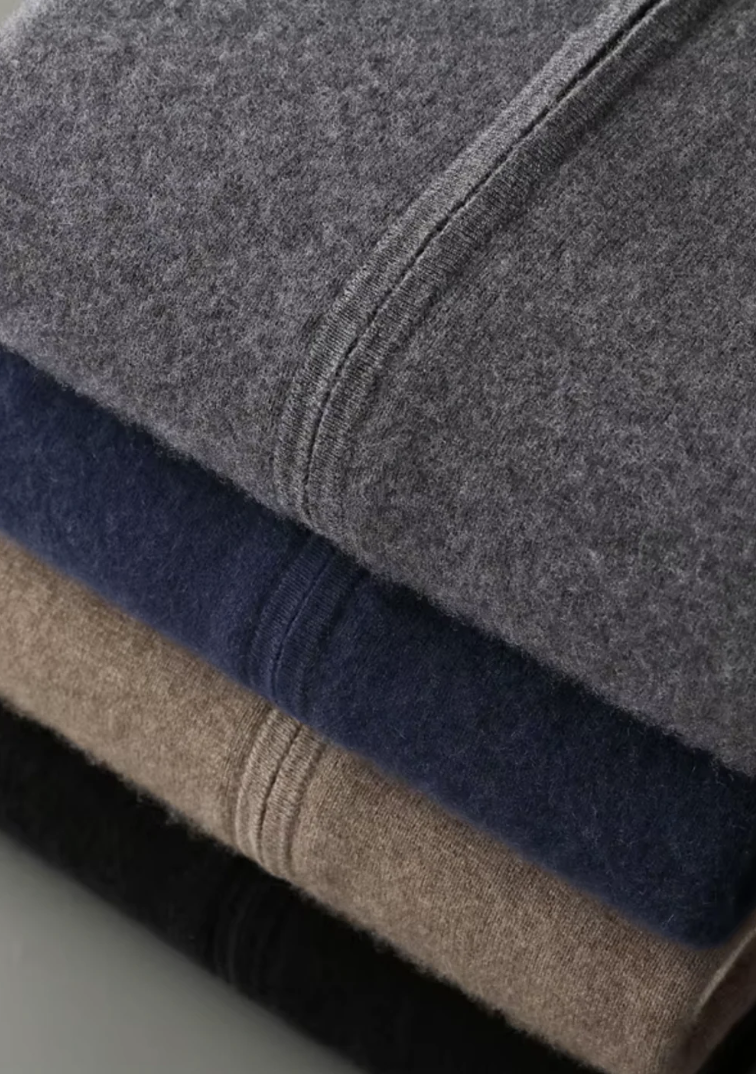 MILANO KNITTED TWO-TONE CASHMERE SET - DARK MOCHA