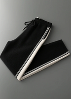 MILANO KNITTED TWO-TONE CASHMERE SET - BLACK