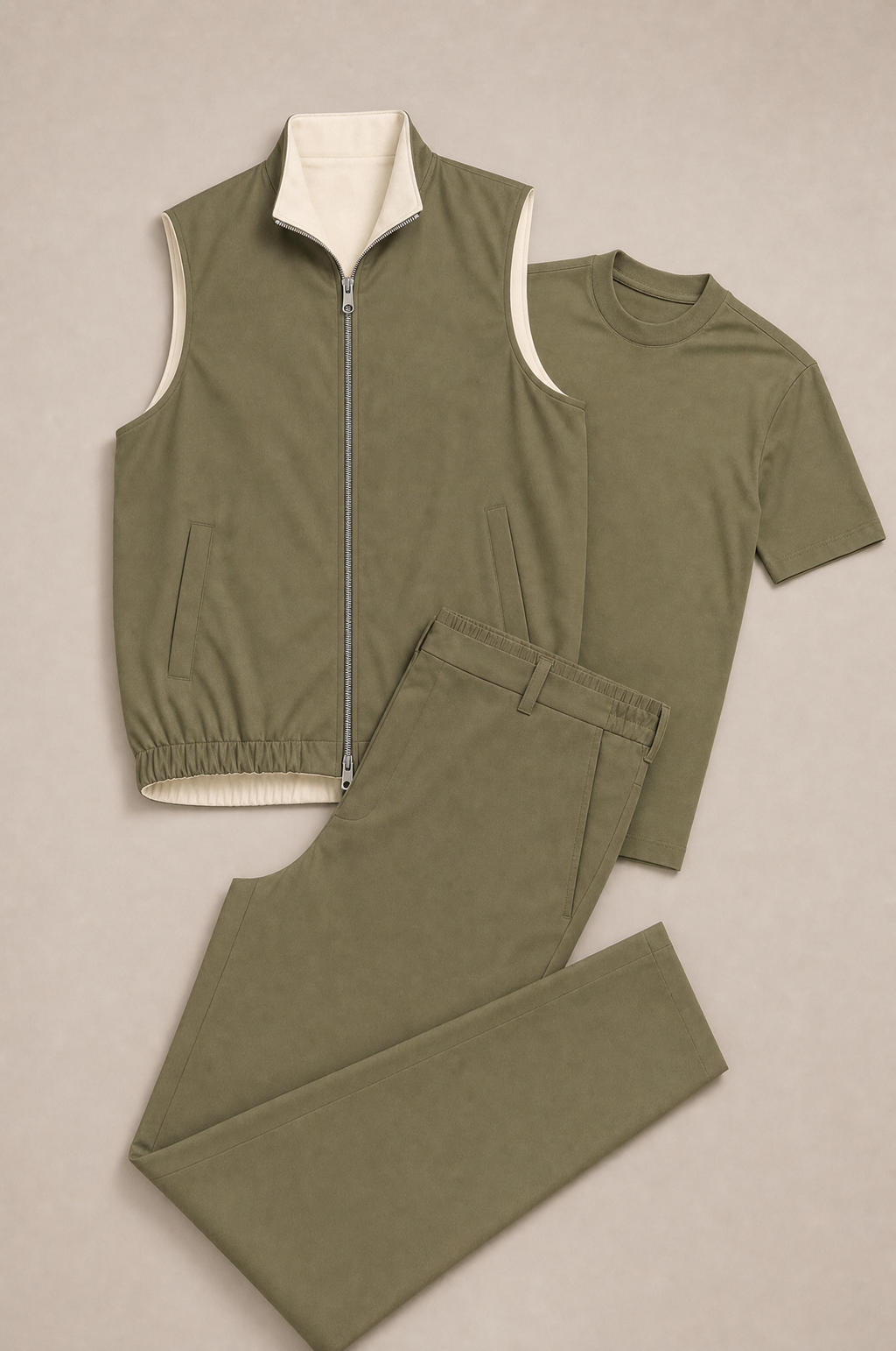 Milano Reverso Set Total Oliva flat-lay