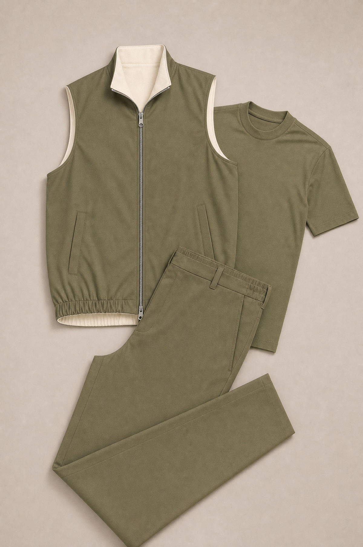 Milano Reverso Set Total Oliva flat-lay