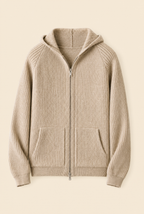 MILANO CASHMERE FULL ZIP CARDIGAN - BEIGE