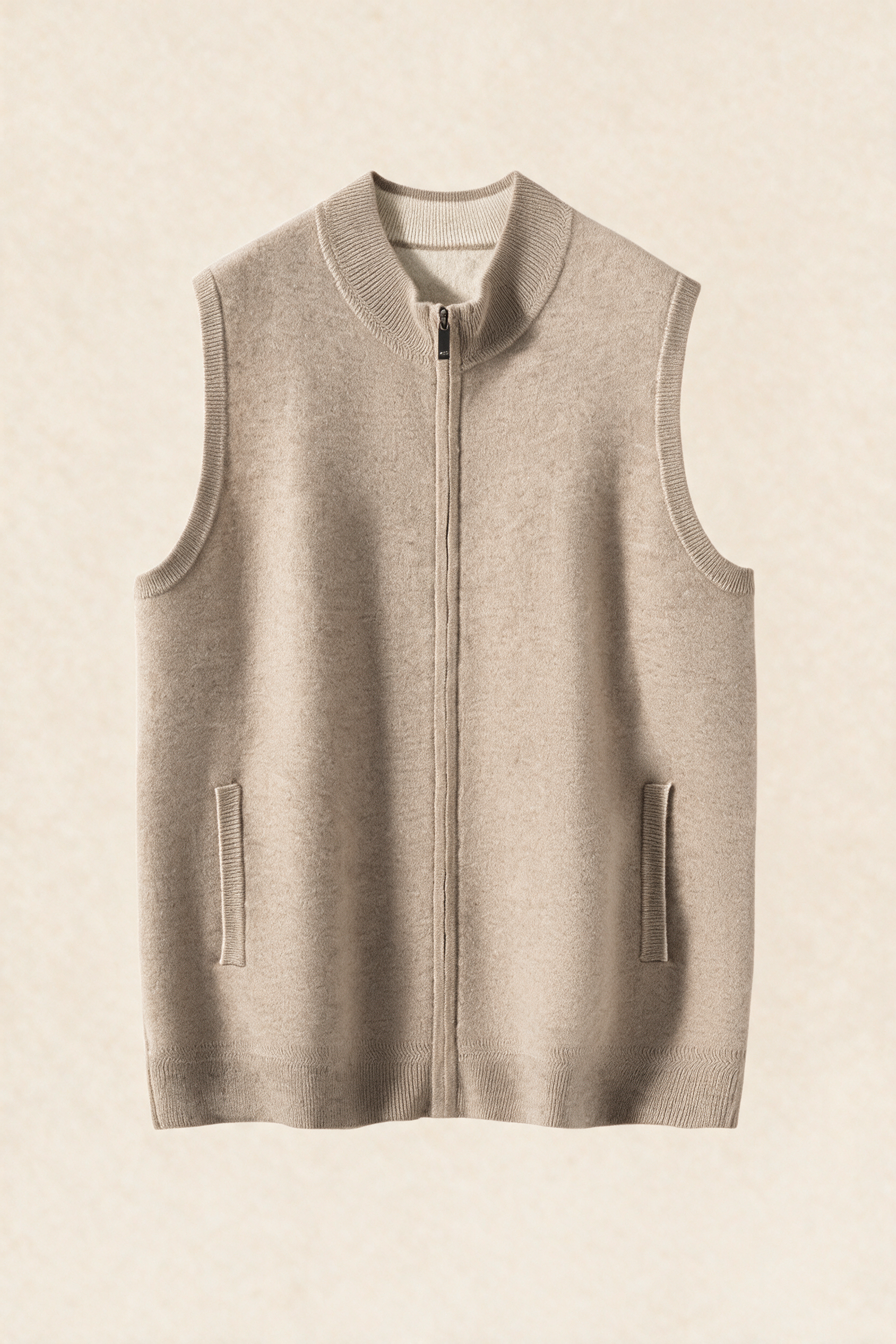 MILANO CASHMERE PIENO GILET - SABBIA