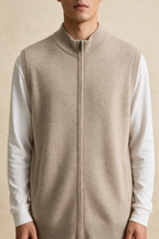 MILANO CASHMERE PIENO GILET - SABBIA