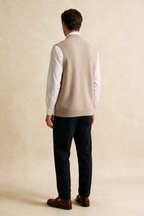 MILANO CASHMERE PIENO GILET - SABBIA