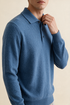 MILANO CASHMERE BERGAMO POLO - DENIM BLUE