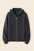 MILANO CASHMERE FULL ZIP CARDIGAN - GREY