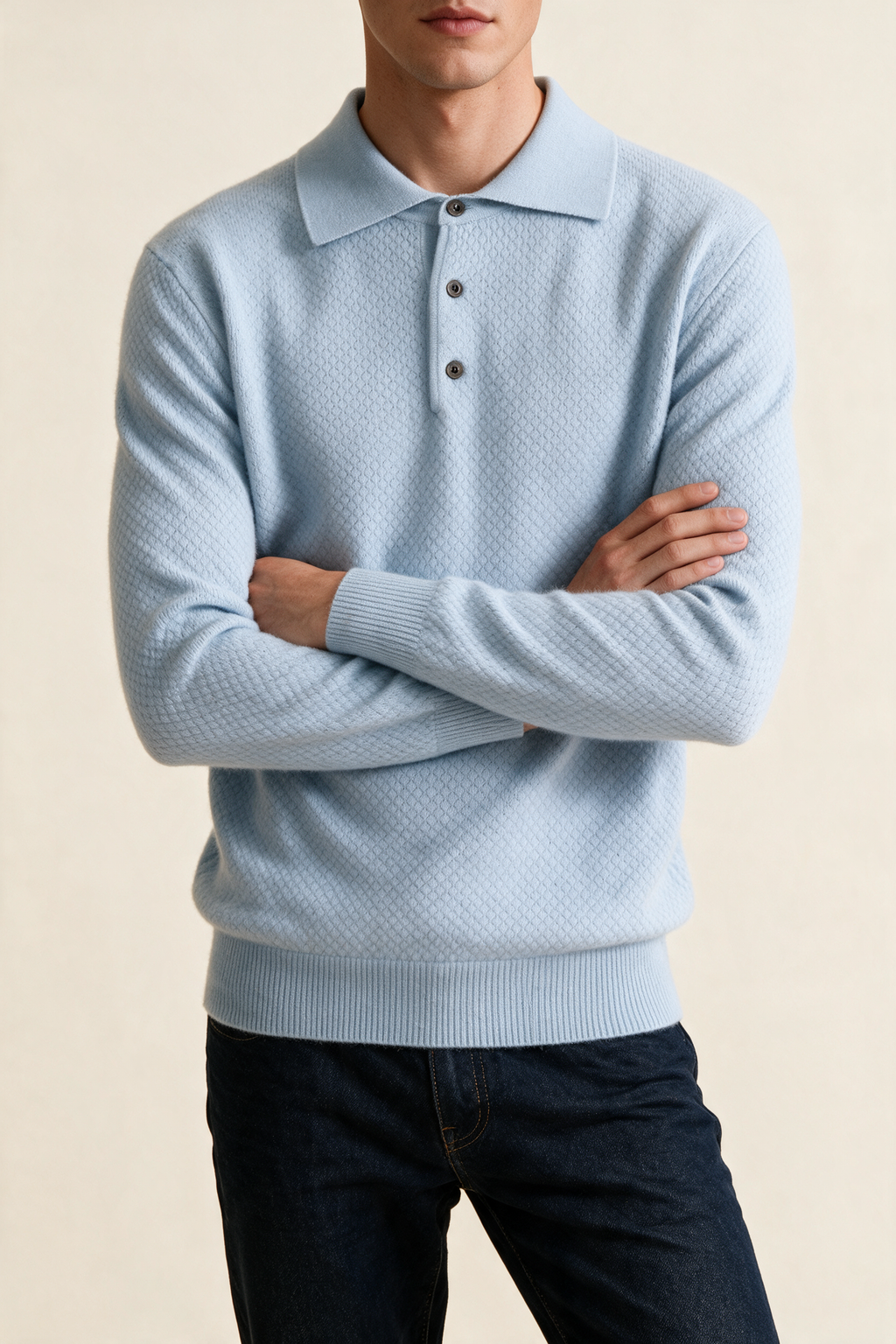 MILANO CASHMERE BERGAMO POLO - LIGHT BLUE