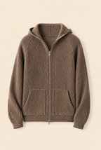 MILANO CASHMERE FULL ZIP CARDIGAN - TAUPE