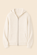 MILANO CASHMERE FULL ZIP CARDIGAN - WHITE