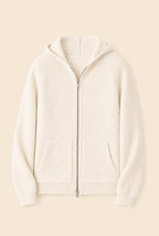 MILANO CASHMERE FULL ZIP CARDIGAN - WHITE