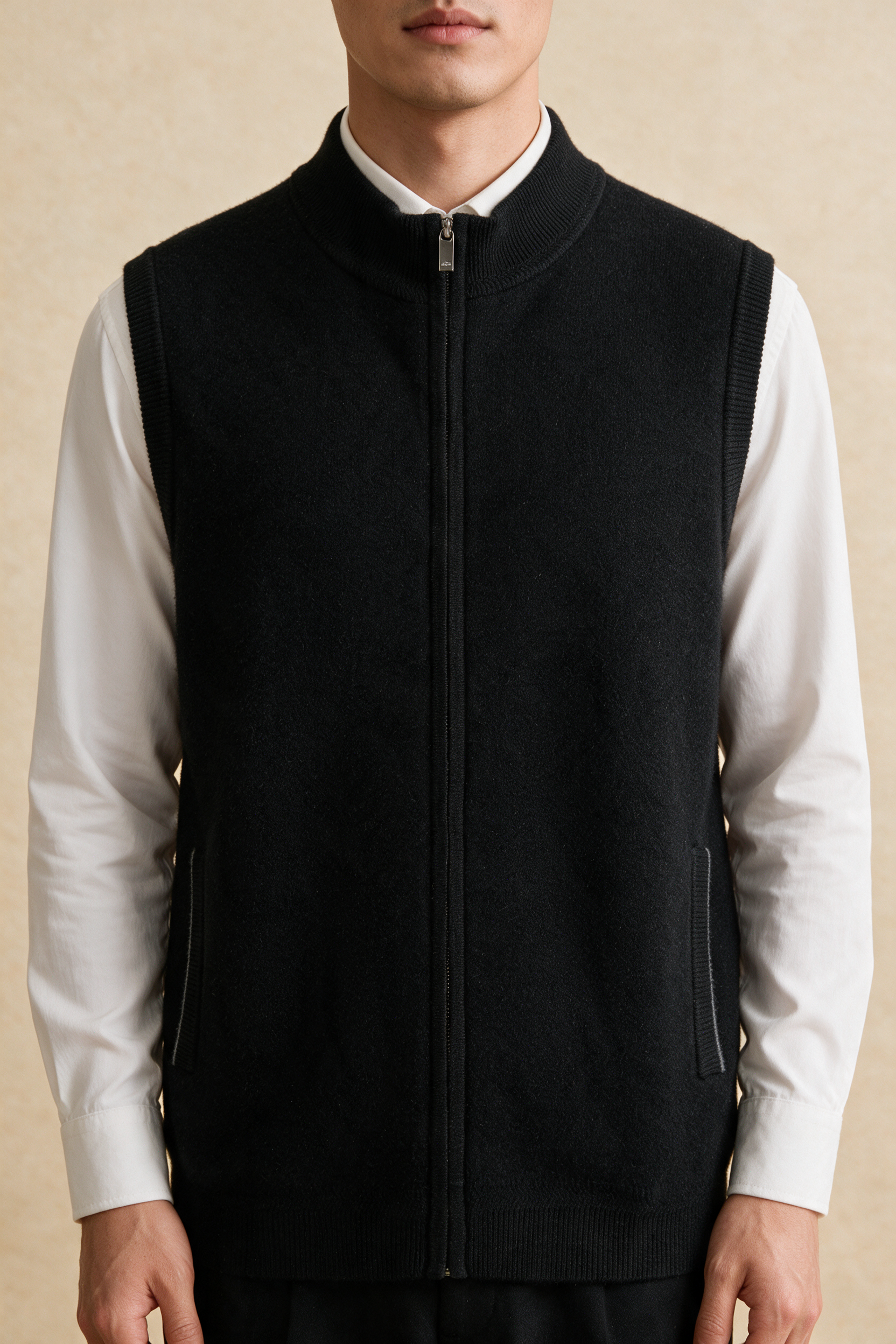 MILANO CASHMERE PIENO GILET - NERO